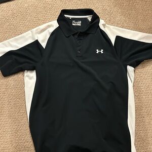 UA polo heat gear - black/white in size Large (loose fit)
